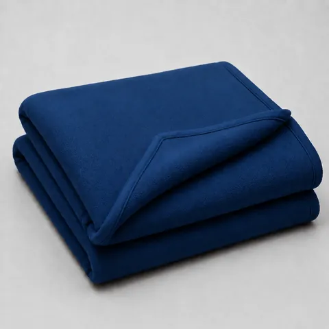 Folded navy fleece blanket