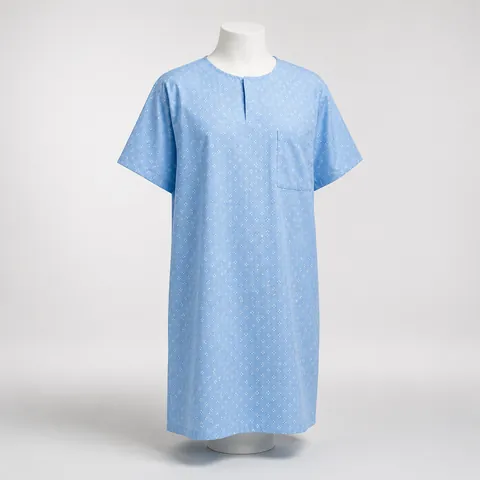Light blue patient gown on a mannequin