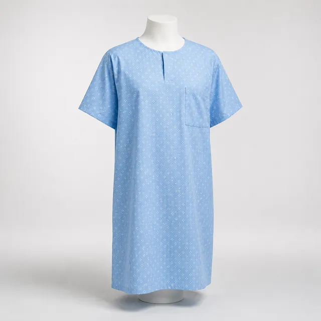 Light blue patient gown on a mannequin