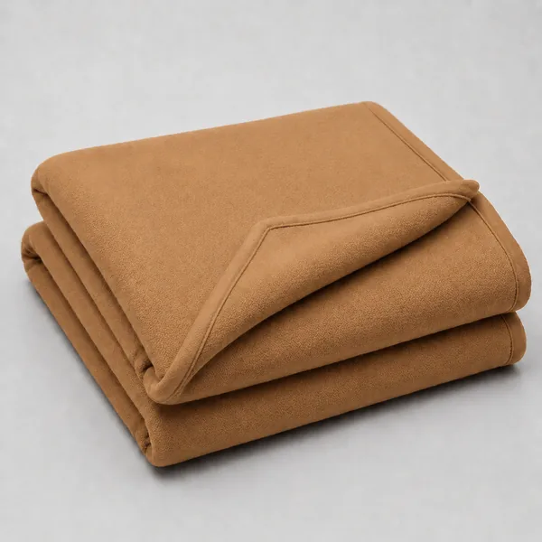 Folded tan blanket