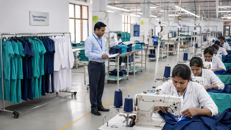 Production floor with tailors at sewing machines